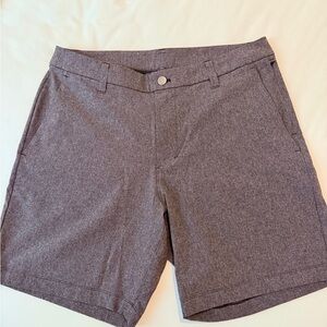 Lululemon commission shorts size 32 and 7”. Heathered black